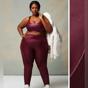 Motion365+ Contour High-Waisted Leggings Merlot Shine 3X New with Tags